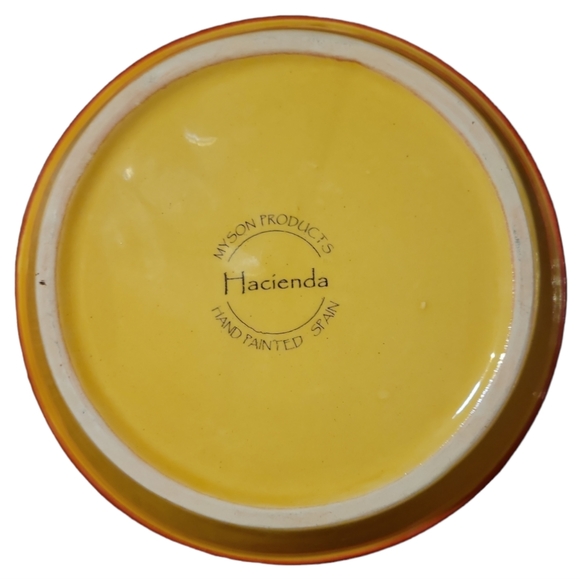 Vtg Olive Plate W/Pit & Pick Cups Hand Painted Spain Hacienda Myson - Picture 2 of 3